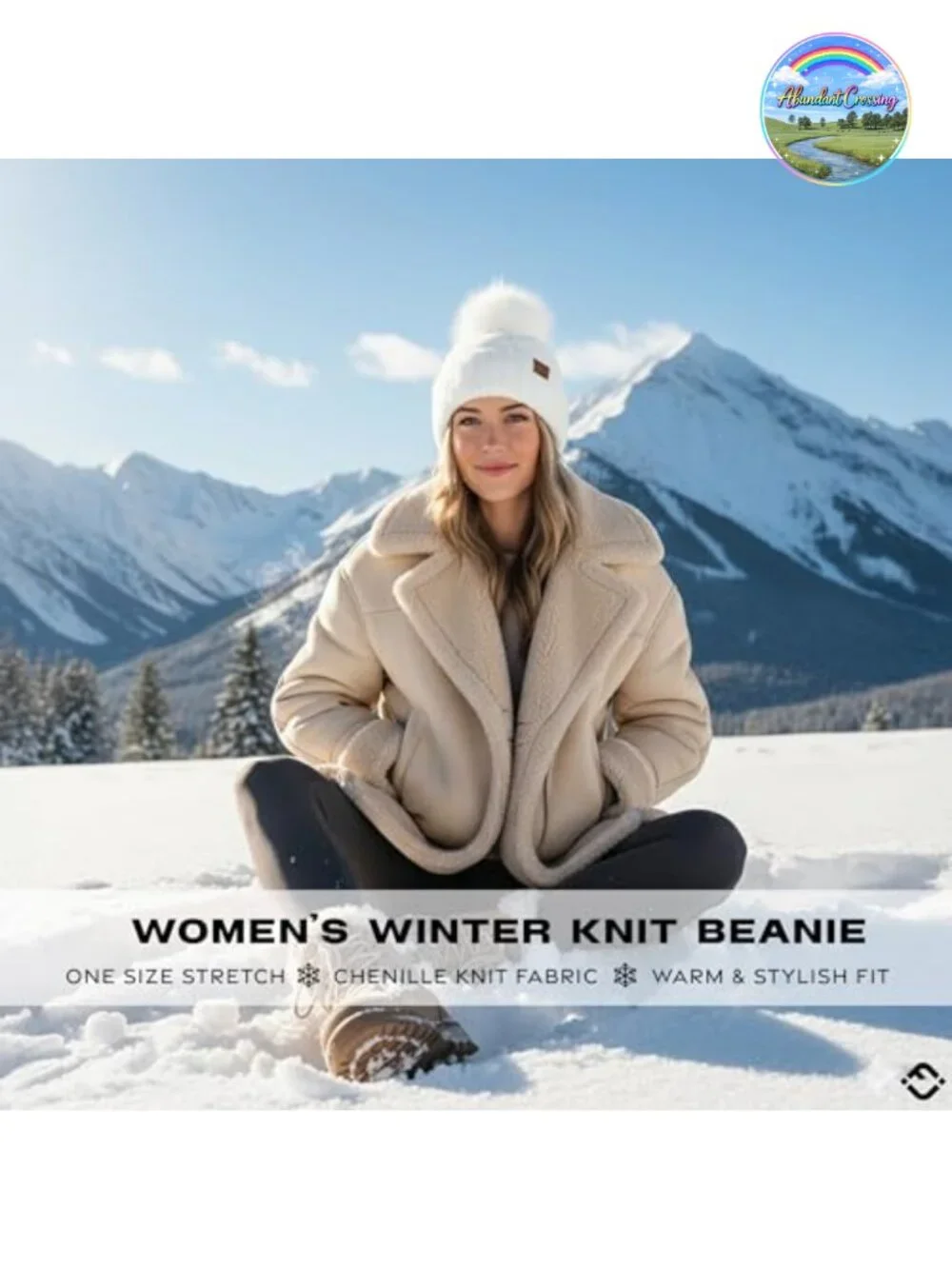 Chenille Beanie Ultra Soft Faux Fur Pom Pom Winter Hat Ski Cap